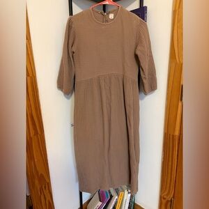 Textured Taupe Midi Dress